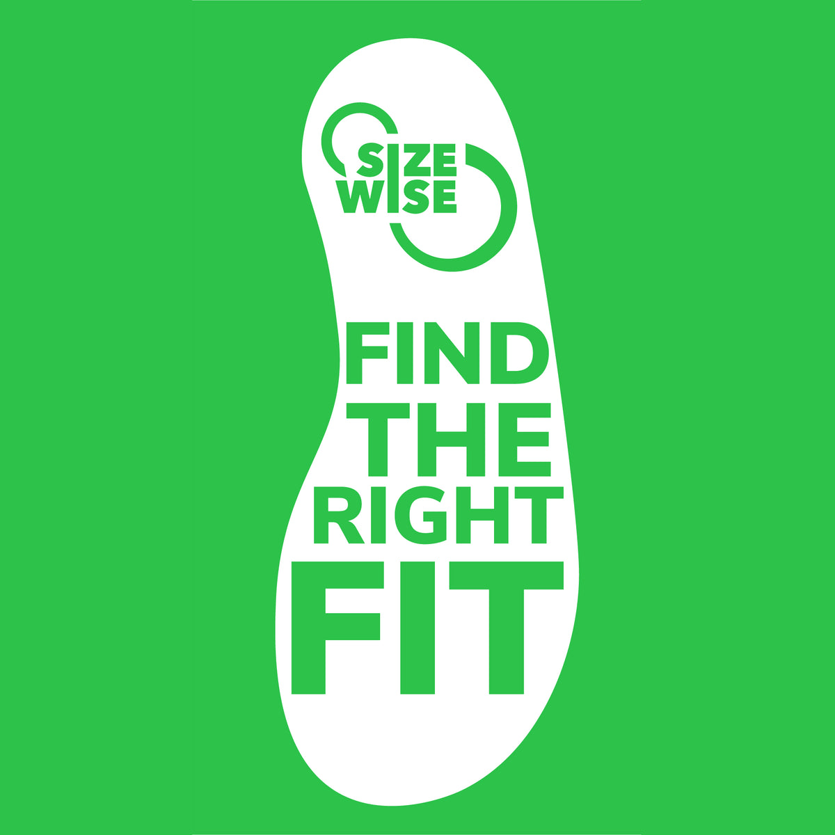 Icon of a foot with the words 'SizeWise - find the right fit'